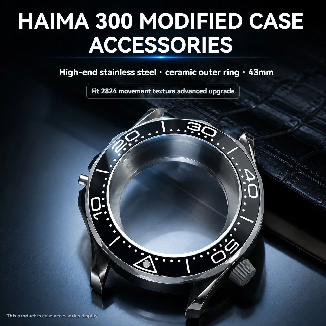 43mm Stainless Steel Watch Case with Ceramic Bezel Insert for Omega Seamaster 300 Style for ETA 2824 Movement