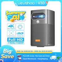 VEVSHAO V30 1080P Portable LED DLP Projector with Built-in Battery Smart Wifi Android System 3D Ready for Home  and Outdoor Use
