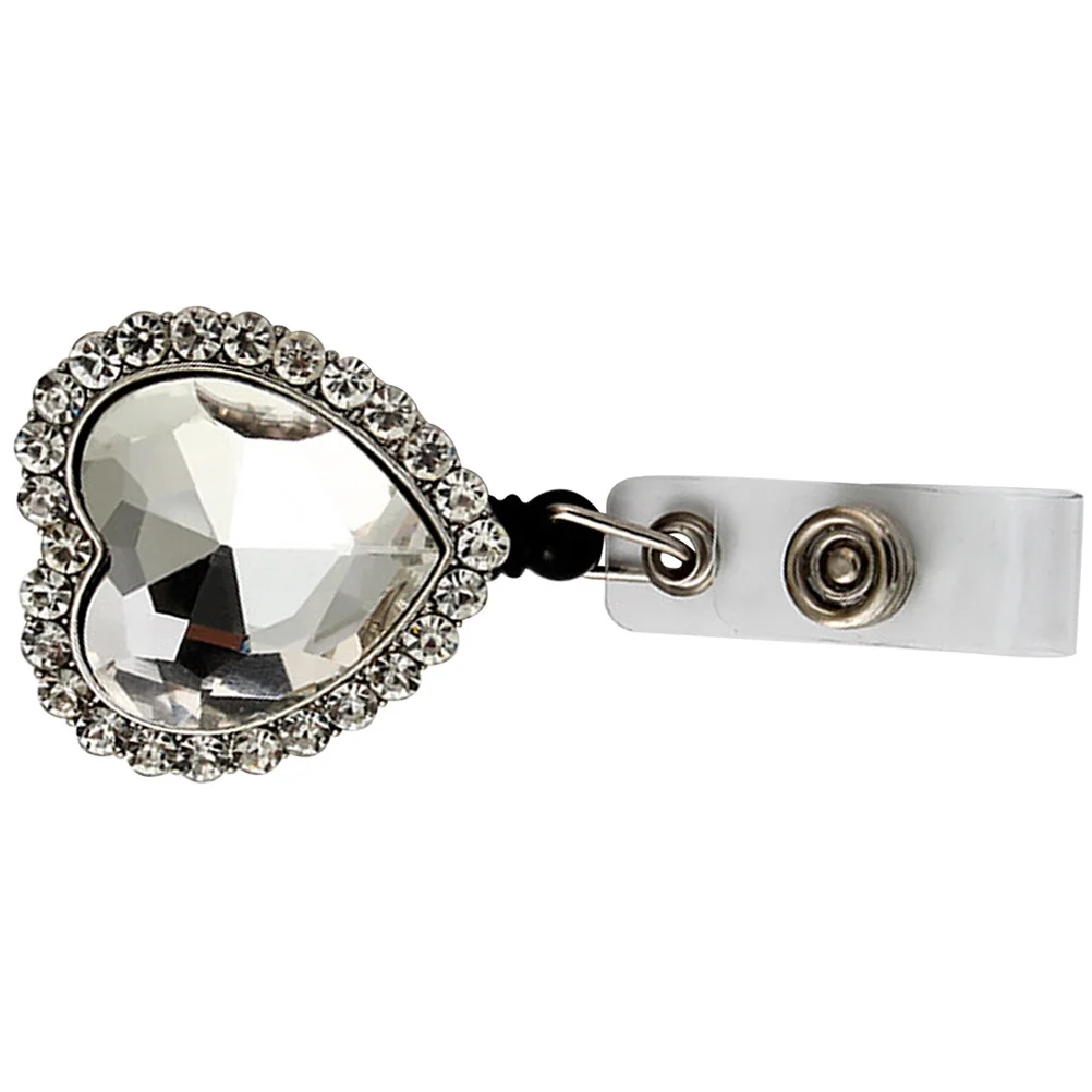 

Retractable Badge Buckle Portable Alloy Badge Reel Heart Shaped Swivel Clip Employee Id Card Holder for Nurses