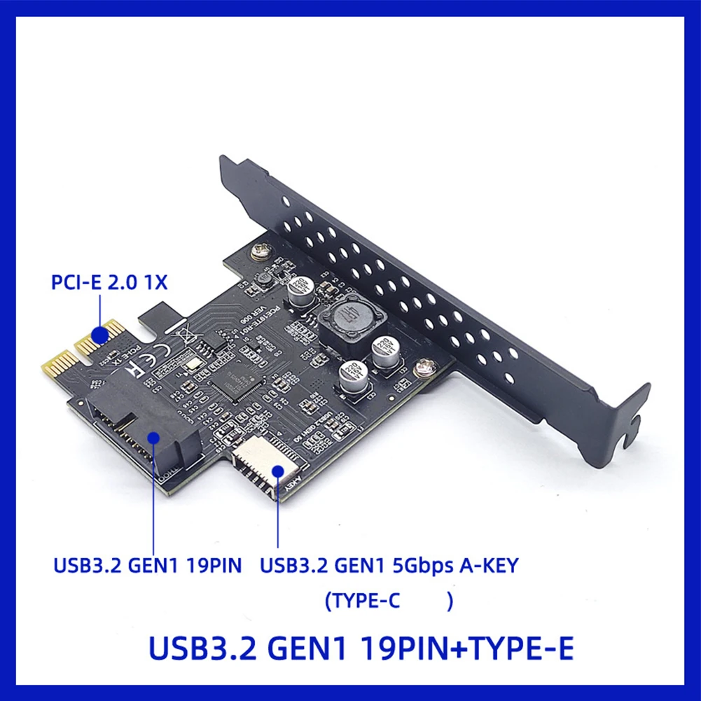 Add on Card PCI Express 2.0X1 To 19Pin & USB 3.2 Gen1 Type-E Expansion Card 5Gbps PCIe Front Type-C Adapter Riser for Desktop PC