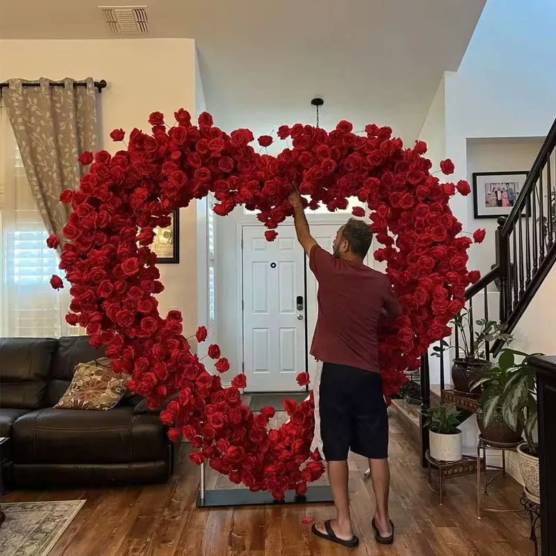 

W-HFA022 Popular Artificial Flower Heart Shaped Arch Background Silk Rose Flower love Heart Arch for Wedding Party Decoration