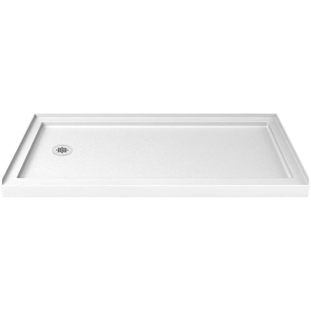 

DreamLine SlimLine 32 in. D x 60 in. W x 2 3/4 in. H Let Drain Single Threshold Shower Base in White, DLT-1132601