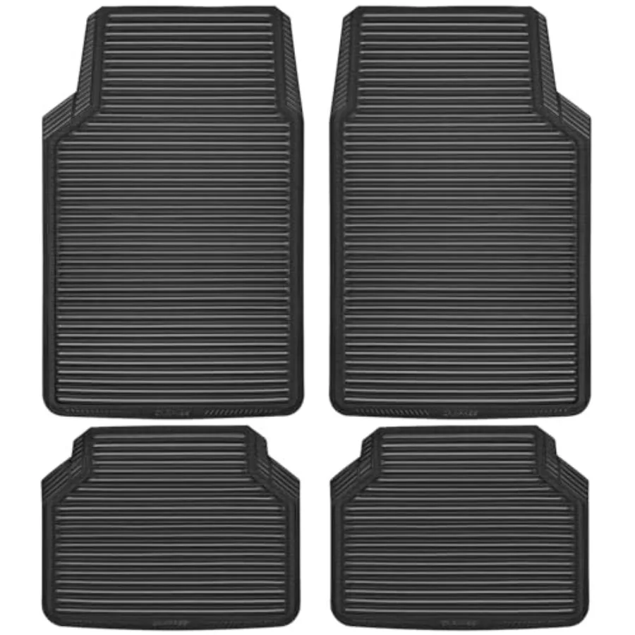 

Rubber Floor Mats, All Weather Full Set 4-Piece, Waterproof Automotive Mats Trim to Fit Most Cars Sedans SUVs Vans, Heavy Duty