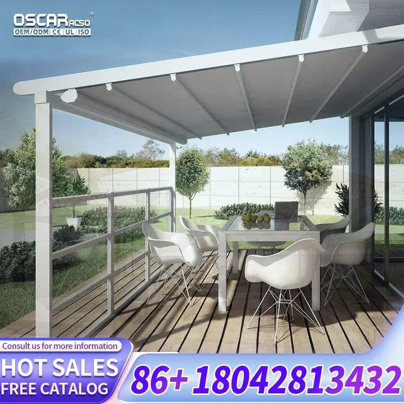 4X4 Moving Retractable Roof Shading Structure with Water Drainage for Garden Patio Backyard Retractable Canopy Pergola