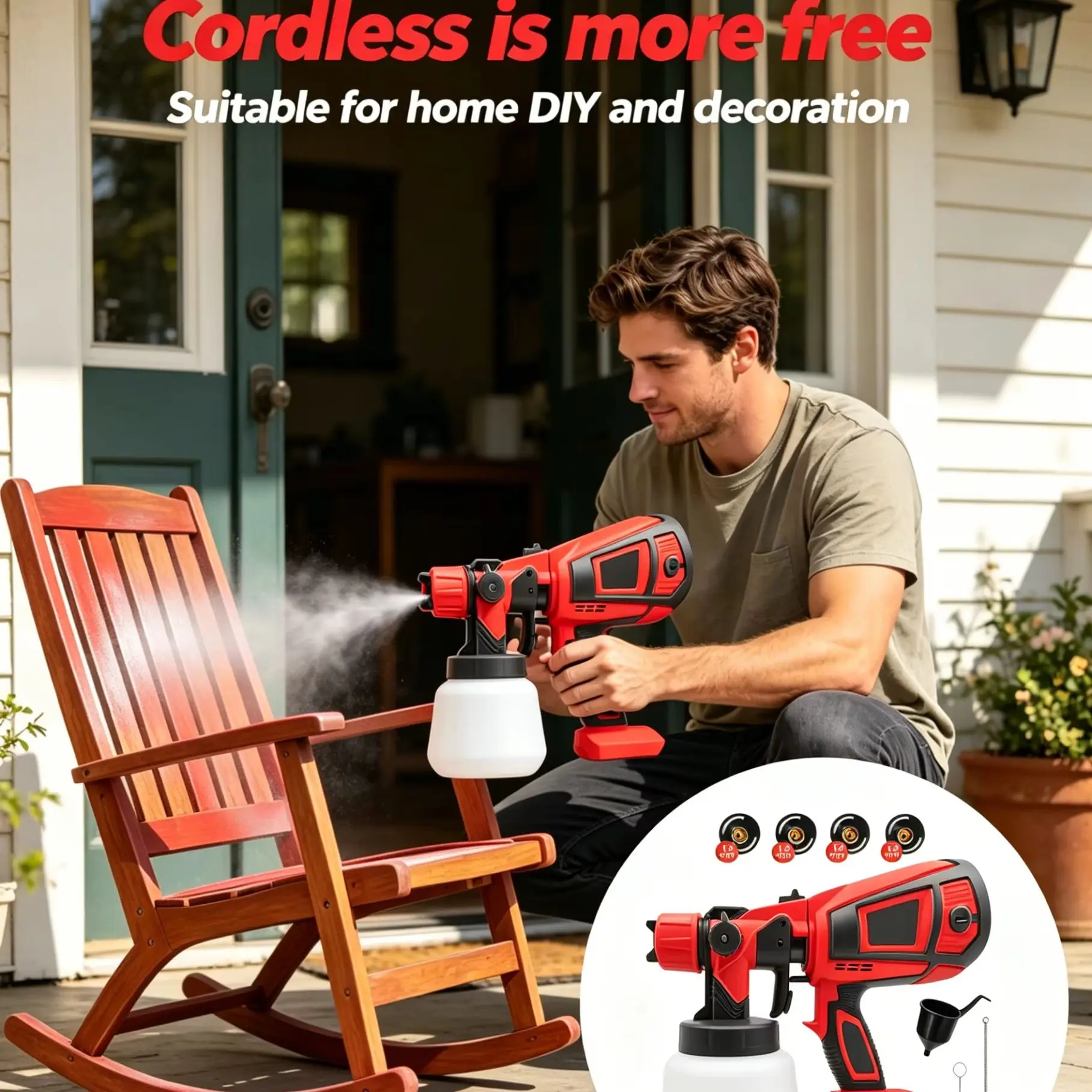 Cordless HVLP Paint Sprayer Compatible with Milwaukee 18V