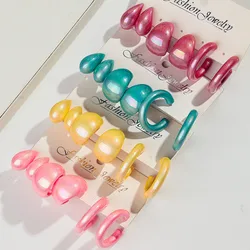 3pair Pearl Iridescent Acrylic Circle Waterdrop Earring Hoops for Women Trend Round Geometric Earrings Statement Jewelry Gifts