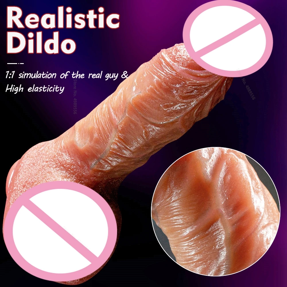 Dildo Dick เพศของเล่นอวัยวะเพศชายสายคล้องอุปกรณ์สําหรับผู้ใหญ่ Double-Layer ซิลิโคน 18 สําหรับผู้ใหญ่ดูดถ้วย Dildo Sext ของเล่น Mens Cock