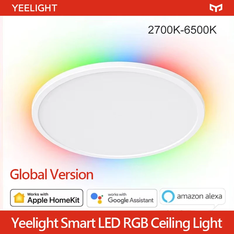 

Global Version Yeelight Smart Ceiling Light RGB Wifi 18W/21W Dimmable 2700-6500K Ultra Slim Smart Voice Control Work with Mihome