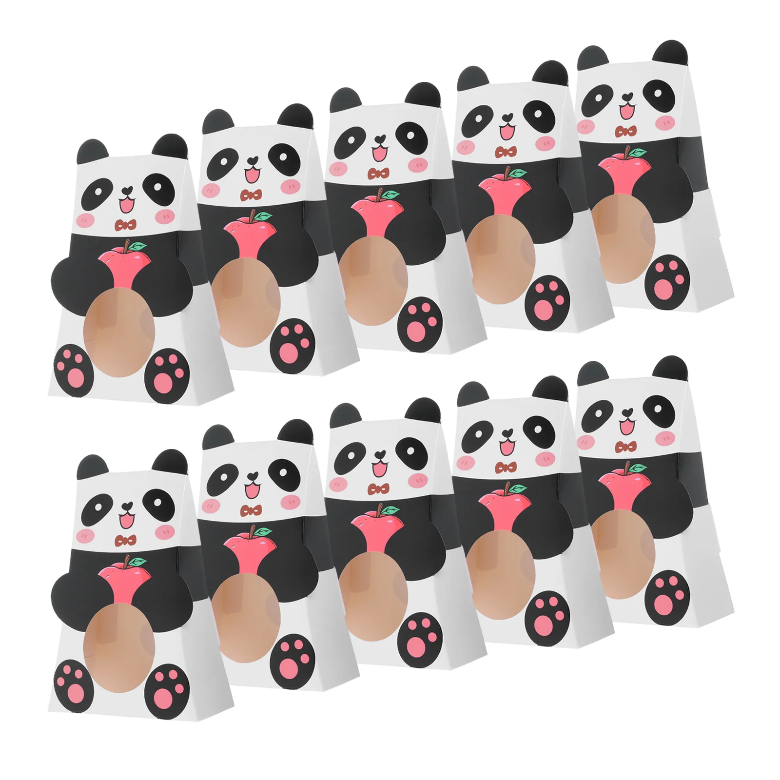 10Pcs Panda Candy Packaging Boxes Cute Cartoon Design Visible Window Unique Shape Party Favors Treat Bags Birthday