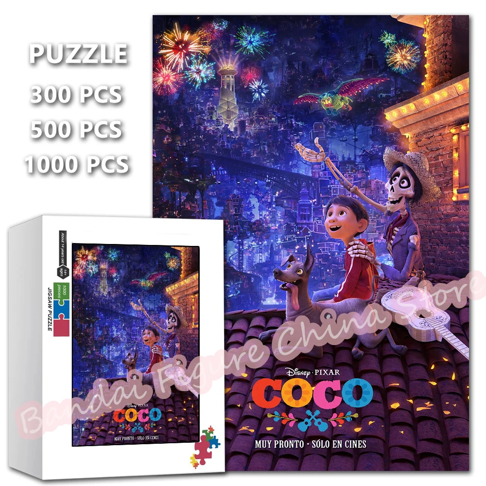 Disney Coco Movies Jigsaw Puzzles 300/500/1000 Pieces Diy Creative Cartoon Decompress Educational Puzzles Toys for Kids Gifts