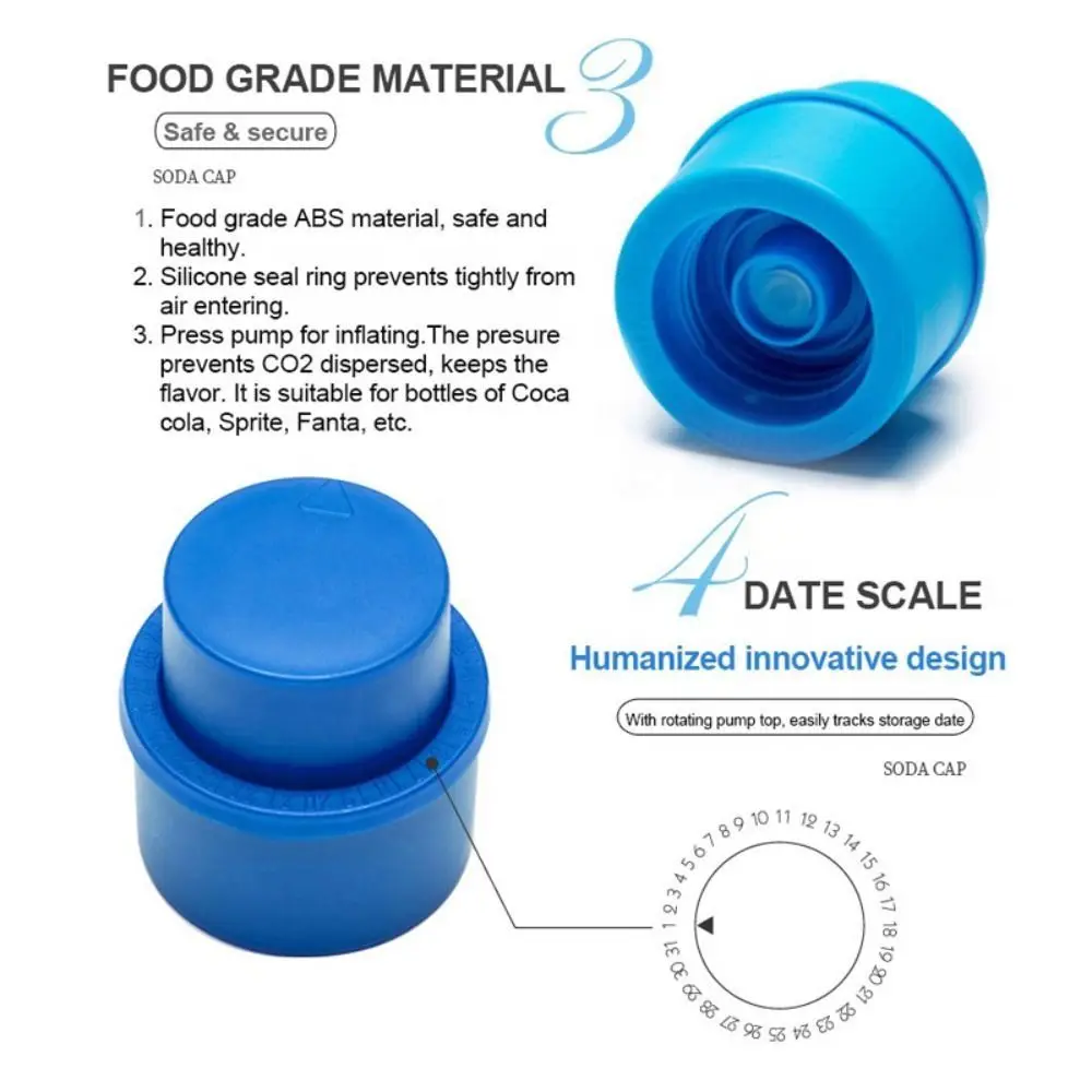 1Pcs Durable Air Tight Drink Sealer Cola Pump Frizzy Soda Cap Inflatable Reusable Beverage Saver Carbonation Keeper