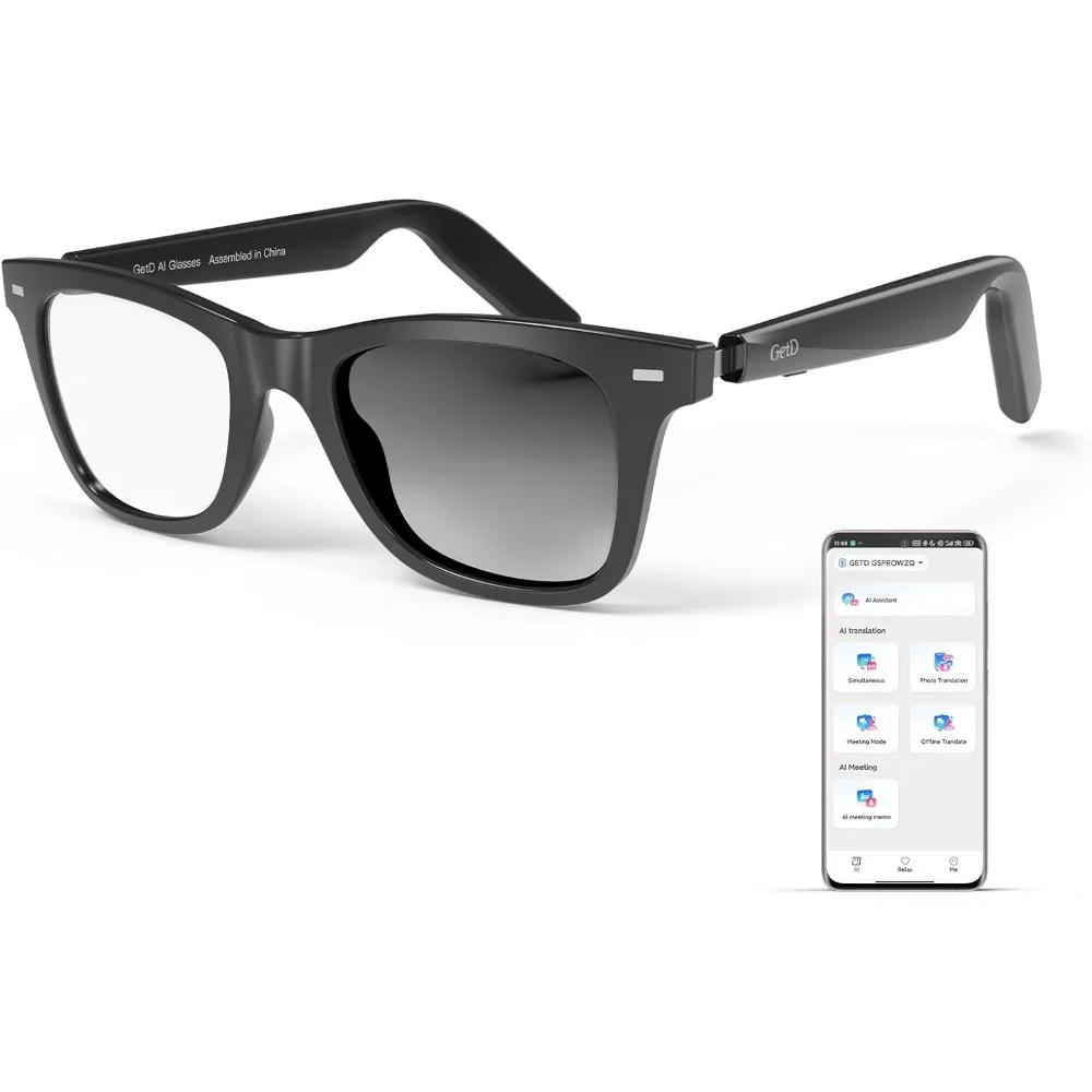 

AI Smart Glasses with ChatGPT Real Time Translation 145 Languages Music Playback Bluetooth Photochromic Lens for Daily