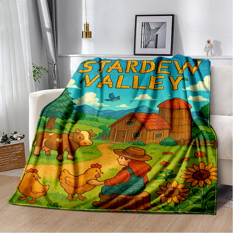 3D Stardew Valley Farm Map Game Cartoon Blanket,Soft Throw Blanket for Home Bedroom Bed Sofa Travel Picnic Cover Kids Gift