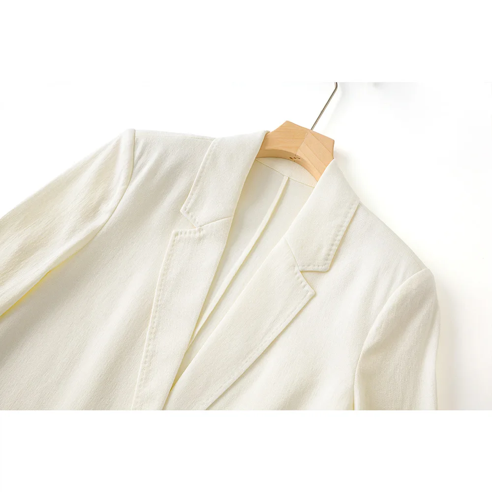 customized Thin casual jacket made of linen breathable long sleeved high-end and wide cut women's suit top trendy
