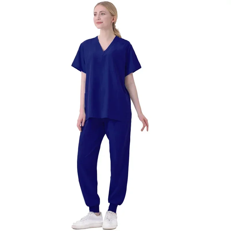 Uniformi mediche da donna set di scrub Slim Fit top pantaloni dritti accessori per infermieri clinica odontoiatrica abbigliamento da lavoro per saloni di bellezza