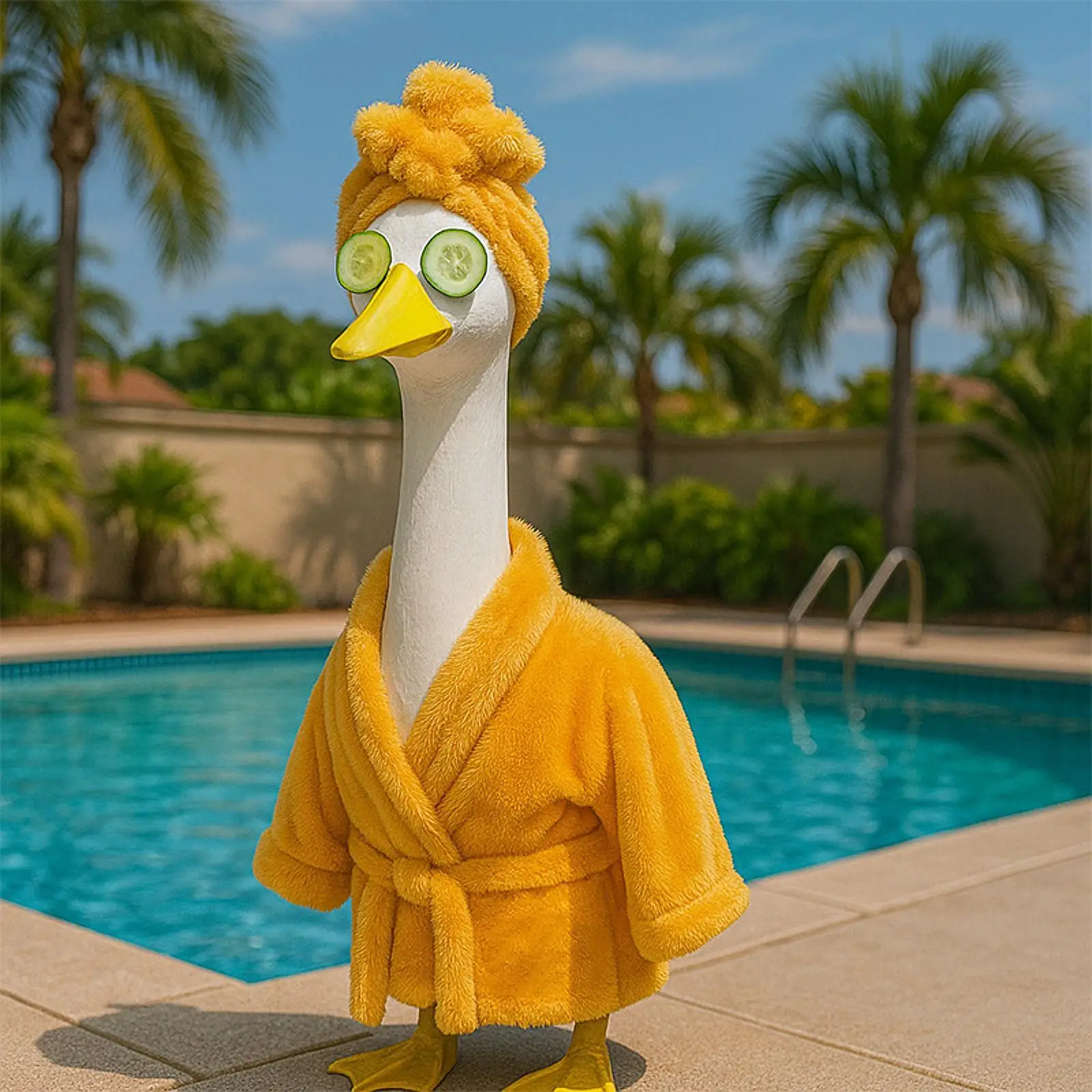 Goose Sculpture Clothing Bathrobe Set Fairy Garden Accessories Miniatures for Outdoor Lawn Home Decorative Figures