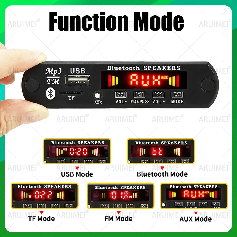 120W Amplifier DC 8-24V MP3/WAV Decoder Board Bluetooth 5.0 USB/TF/FM Car Audio System with Call Recording & Remote Control