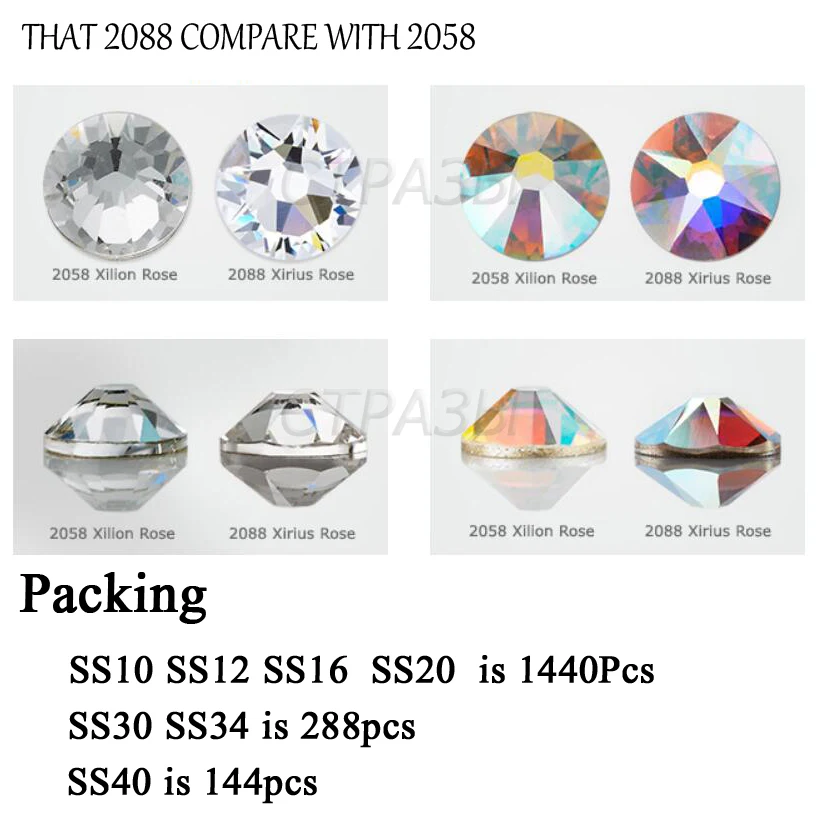 Pubrilex 14400pcs 2088NoHF Strass Clear Crystal AB Non Hotfix Flatback Glitter Glass Rhinestones for Garment Decoration