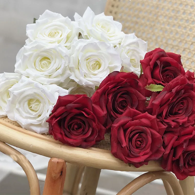 Artificial Rose Bouquet Simulation Silk Flower Wedding Family Bedroom Restaurant Garden Decoration Fake Roses Flower Arrangement