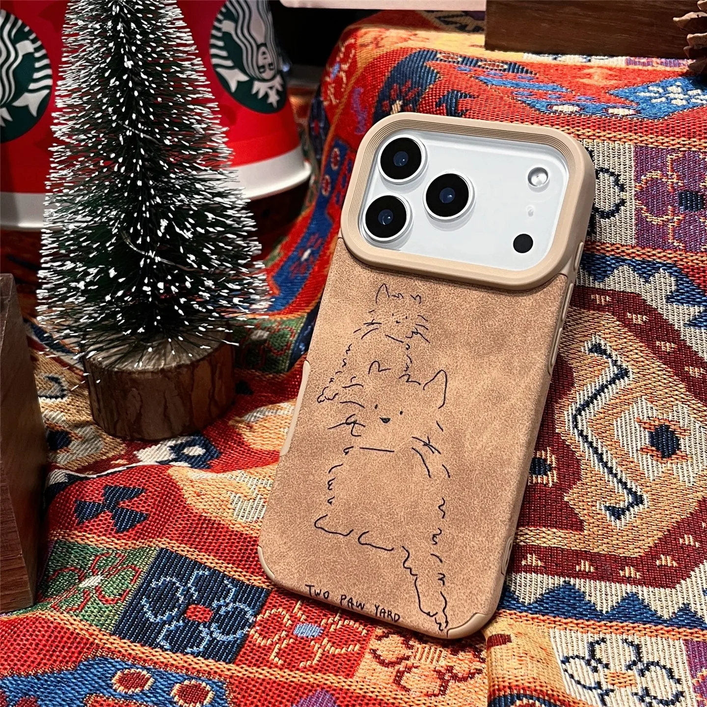 

Cute Matte Faux Leather Phone Case for iPhone 17 16 15 Pro Max 11 12 13 14 Plus Air Suede Cover Korean Maillard Ins Puppy Bumper