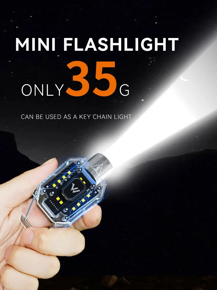 WARSUN G3 800LM Keychain Flashlight, USB-C Rechargeable Mini Torch, Portable EDC Work Light for Camping and Emergency