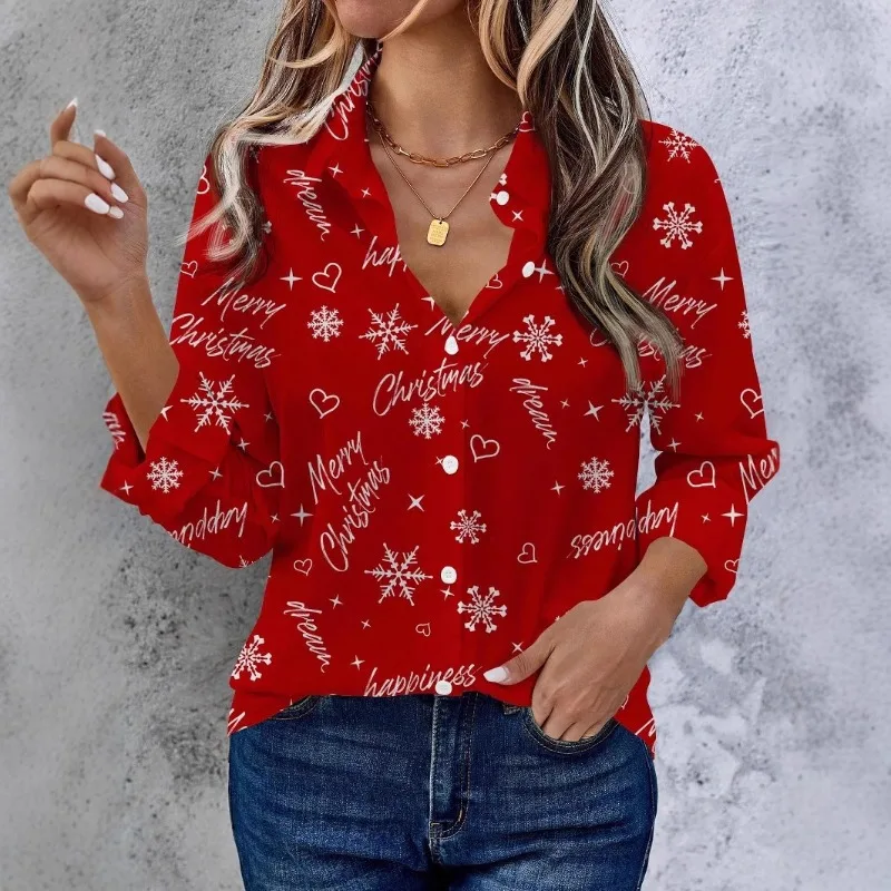 

New Loose and Fashionable V-neck Printed Top