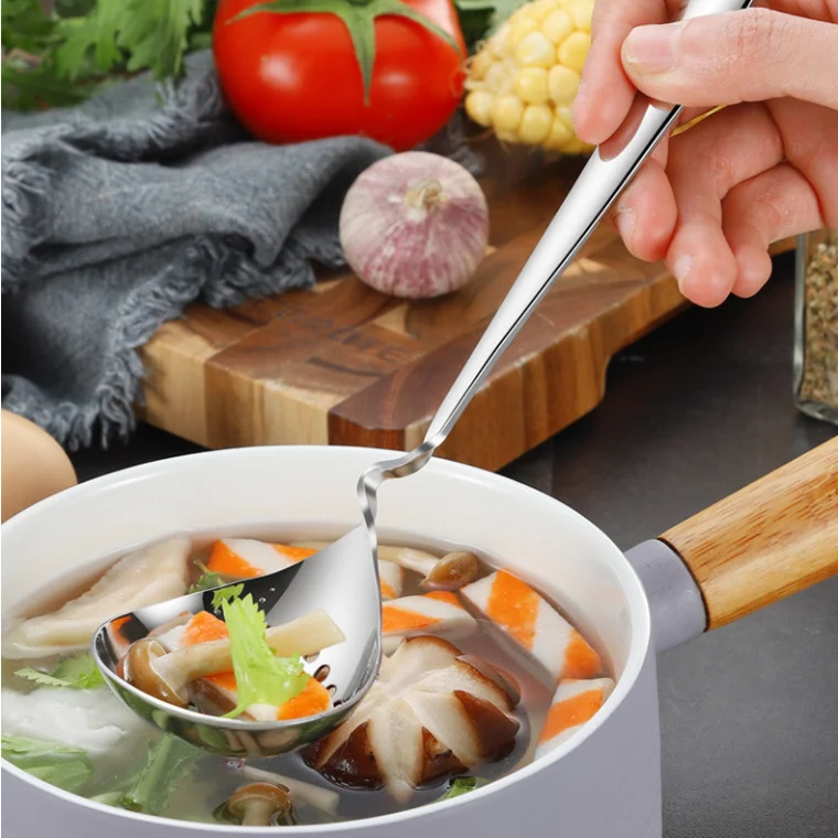 

2Pcs Stainless Steel Ladle Strainer Spoon Set Heavy Duty Hanging Kitchen Cooking Utensils Soup Serving Hot Pot Restaurants