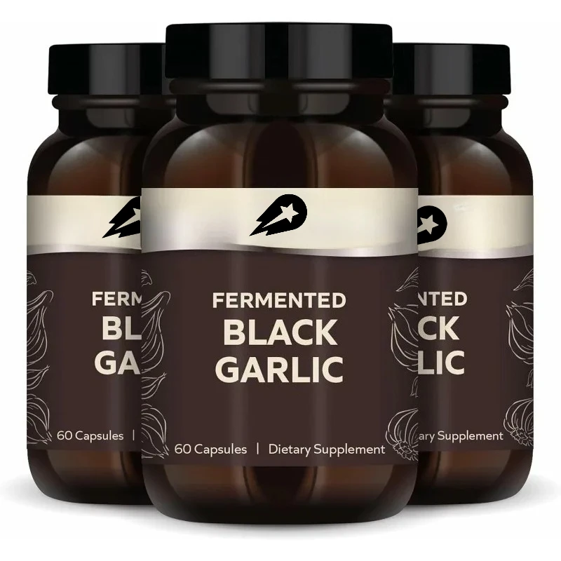 Natural Black Garlic 60 Capsules, Dietary Supplement, Supports Immune Health, Non GMO