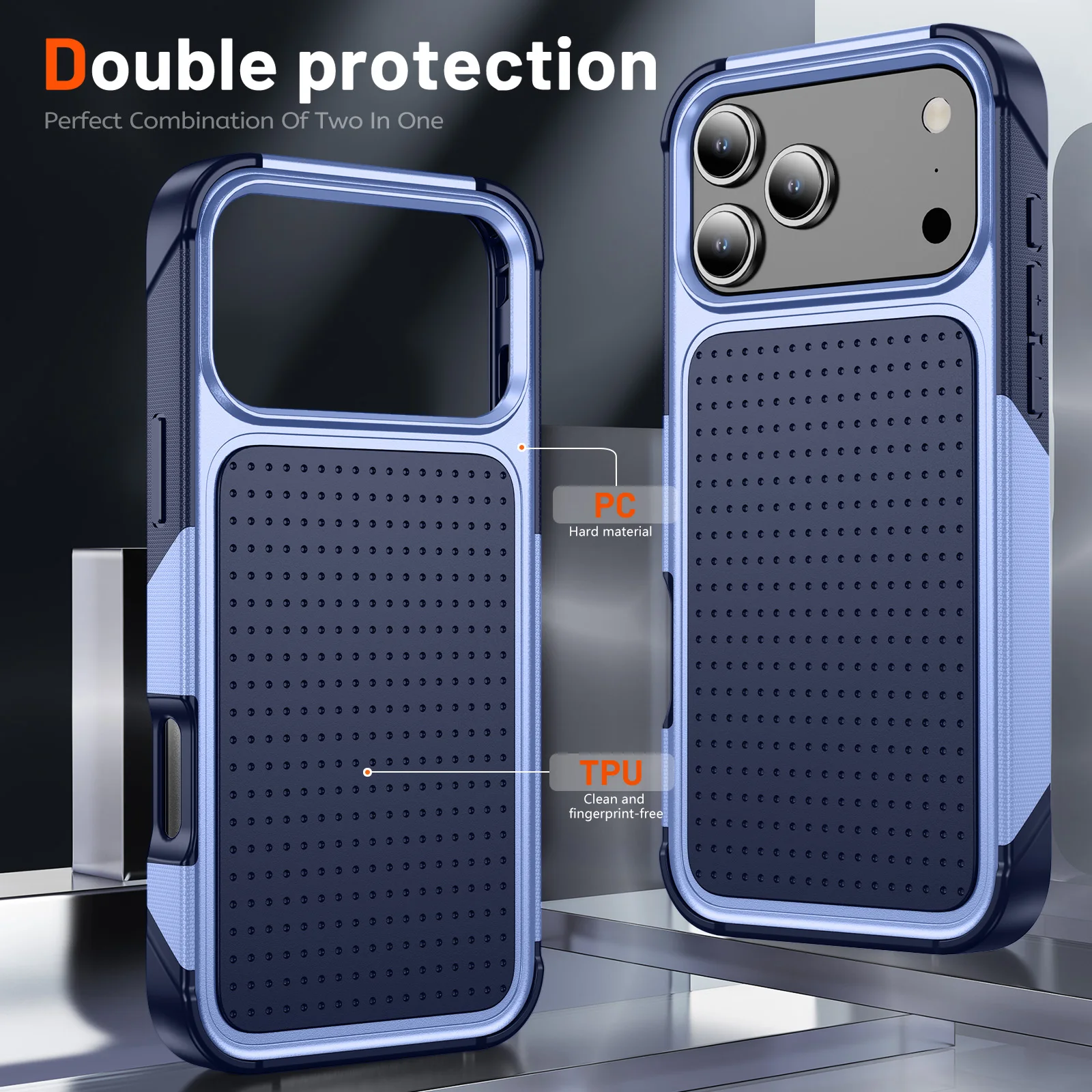 Funda híbrida de lujo resistente a prueba de golpes para iPhone 17 Air 16 15 14 13 12 11 Pro Max Plus, marco de plástico duro, contraportada de TPU
