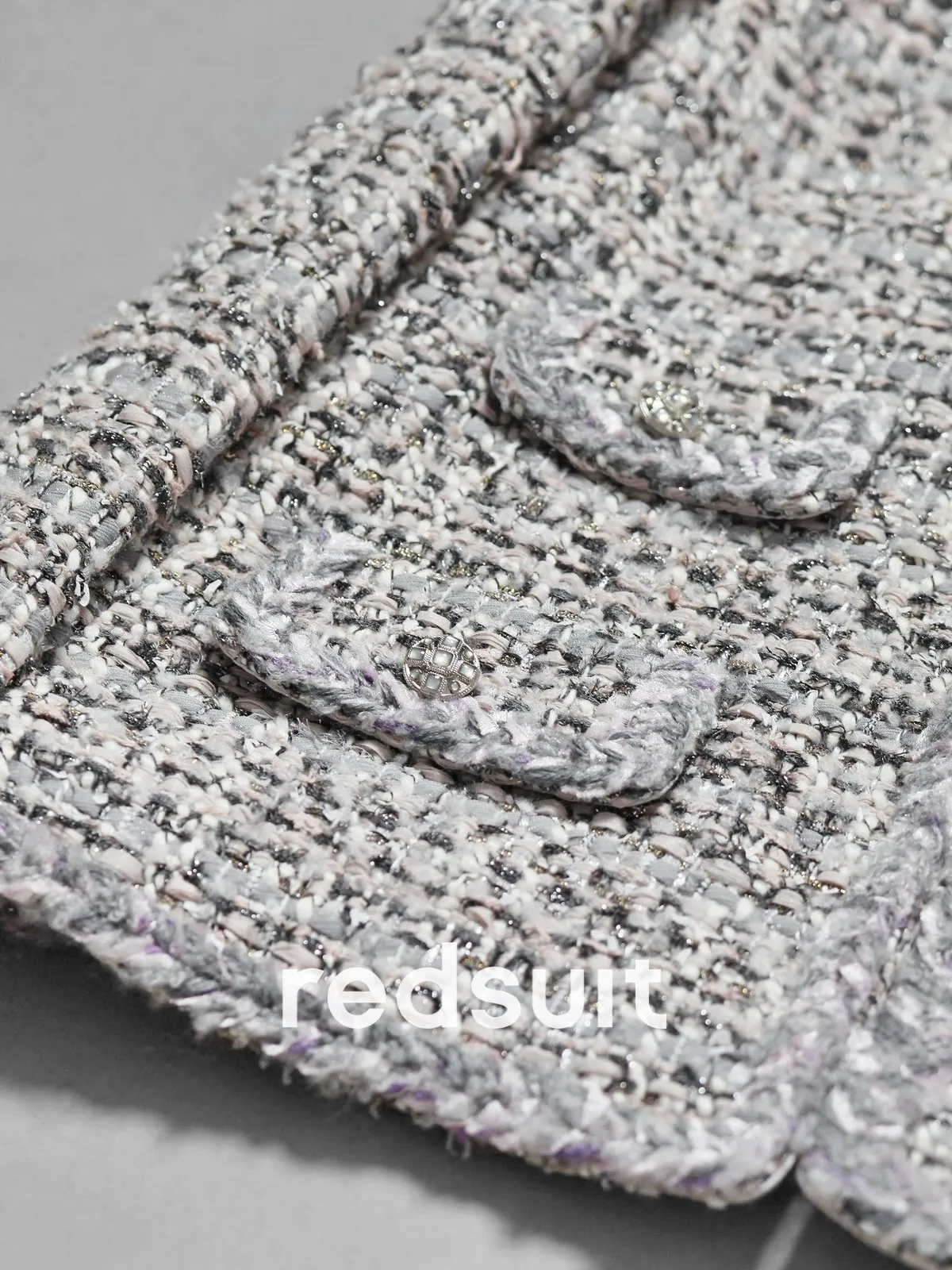 New Light luxury gray shiny yarn mixed woven coarse woolen medium long straight tube jacket Custom Size