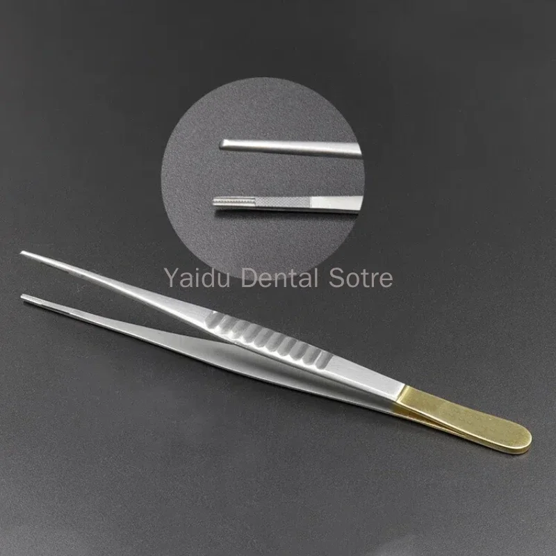 Dental Tools Tweezers Concave and Convex Tooth Tweezers Tissue Fine Clip Platform Tweezers Oral Implant Instrument