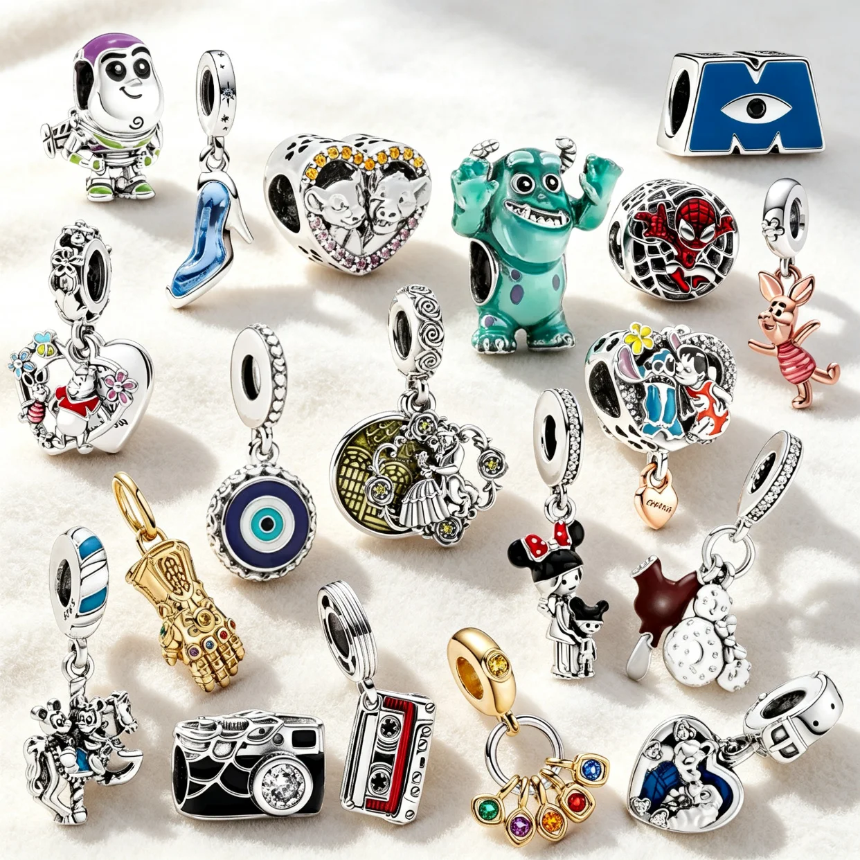 Camera Ice Cream Charm S925 Sterling Silver Princess Shoes Beads DIY Snake Bone Bracelet Accessories Women's Jewelry Gifts