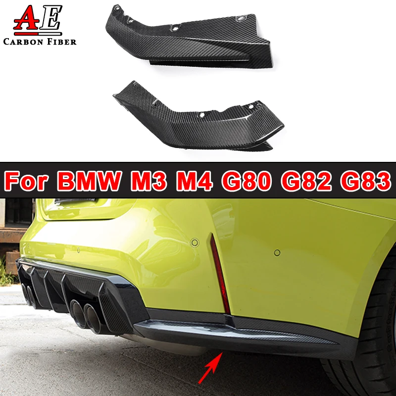 Car Rear Bumper Splitter Corner Trim Cover Rear Chin For BMW M3 G80 M4 G82 G83 2021+ Carbon Fiber Wrap Angle Car Body Kits