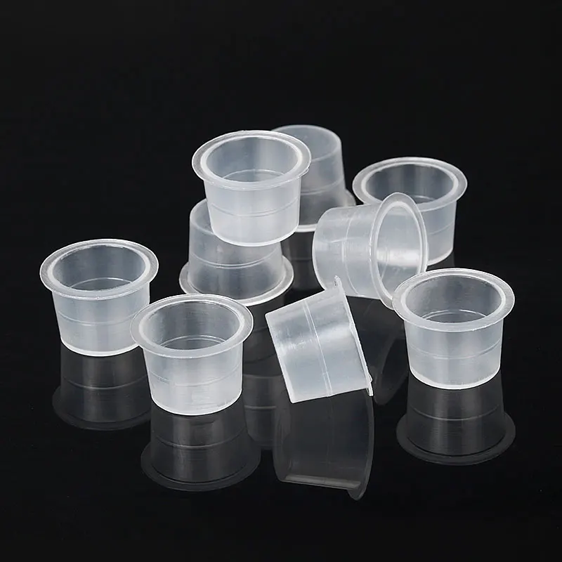 100PCS Tattoo Ink Cup S M L Disposable Microblading Steady Plastic White Permanent Makeup Ink Pigment Clear Holder Container Cap