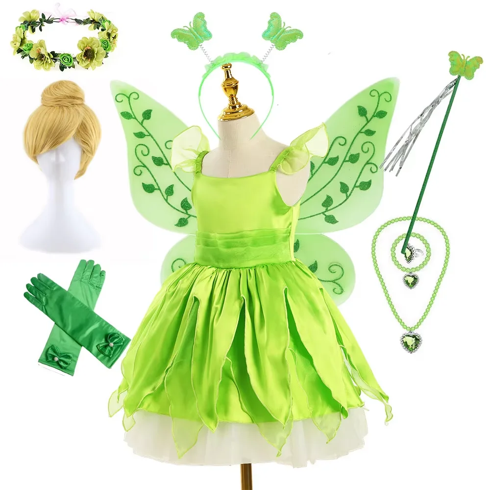 Klassieke jurk voor meisjes Fee Rollenspel Kostuum Meisjes Prinses Feestkleding Peuter Elf Pixie Groen Kostuum Japon Knielengte