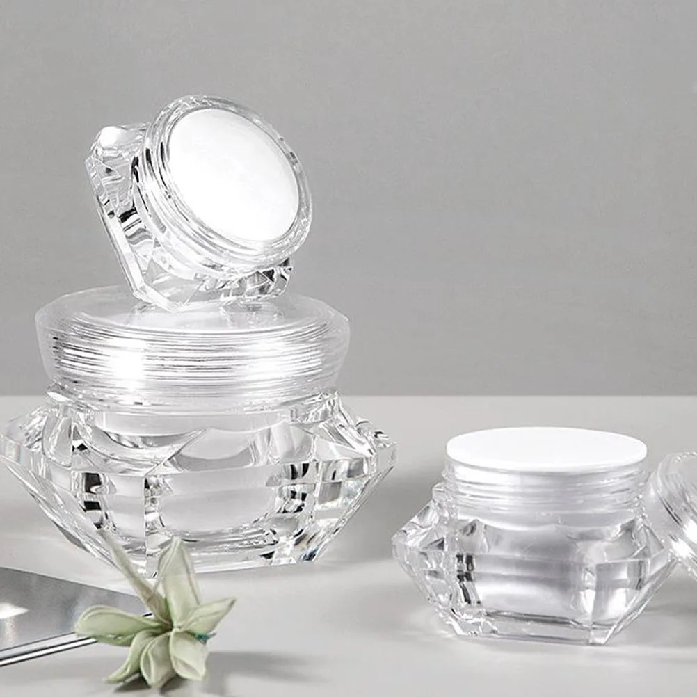 

12Pcs Creative Diamond Shape Empty Cream Jars Portable Storage Containers for Travel Dispenser Plastic Bottles
