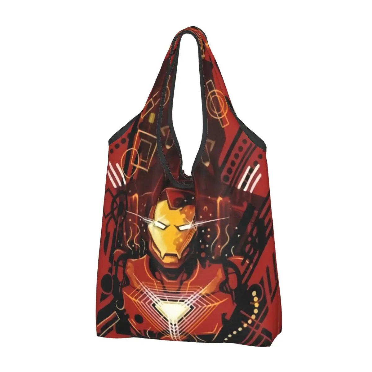 Custom Disney Iron Man Marvel Film Shopping Bags Women Portable Large Capacity Grocery Shopper Tote Bags