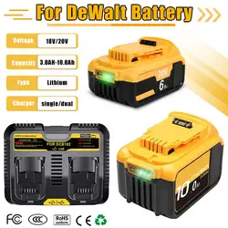 10000MAH For Dewalt DCB200 20V 6.0ah/9.0ah/10.0ah Replacement Battery Compatible with For Dewalt 18V/20V Tools Battery+charger