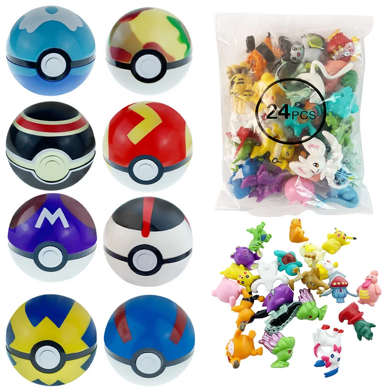12/24 قطعة كرة البوكيمون مع 2-3 سنتيمتر بيكاتشو الشكل قزم دمية أنيمي عمل صغير صغير Pokeball الوحش كزة دمية لعبة جمع هدية طفل #1