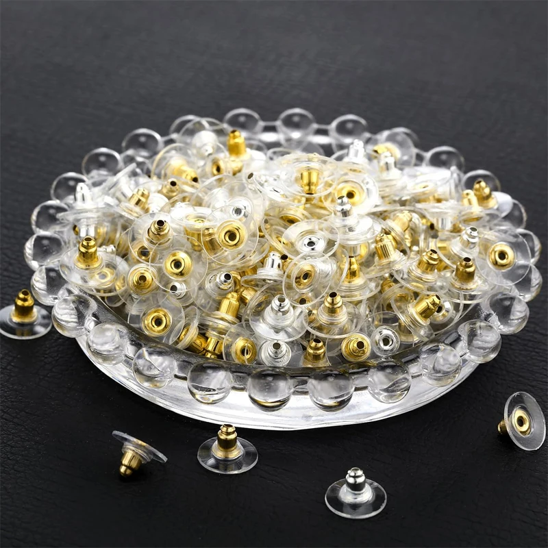 200Pcs Earring Backs for Droopy Ears Earring Backs Replacements Earring Backs for Heavy Earring Bullet Clutch Diy Accessories