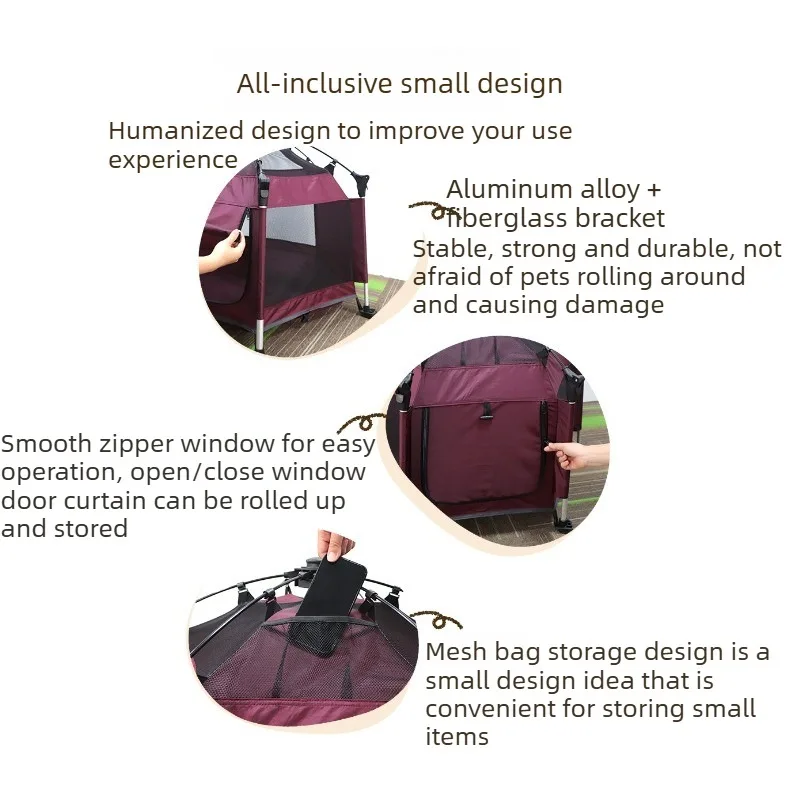 Foldable Pet Tent Outdoor Breathable Pet House Fence Dog Cat Tent Portable Small Dog Cages Cat Fences Suitable for All Seasons view 4
