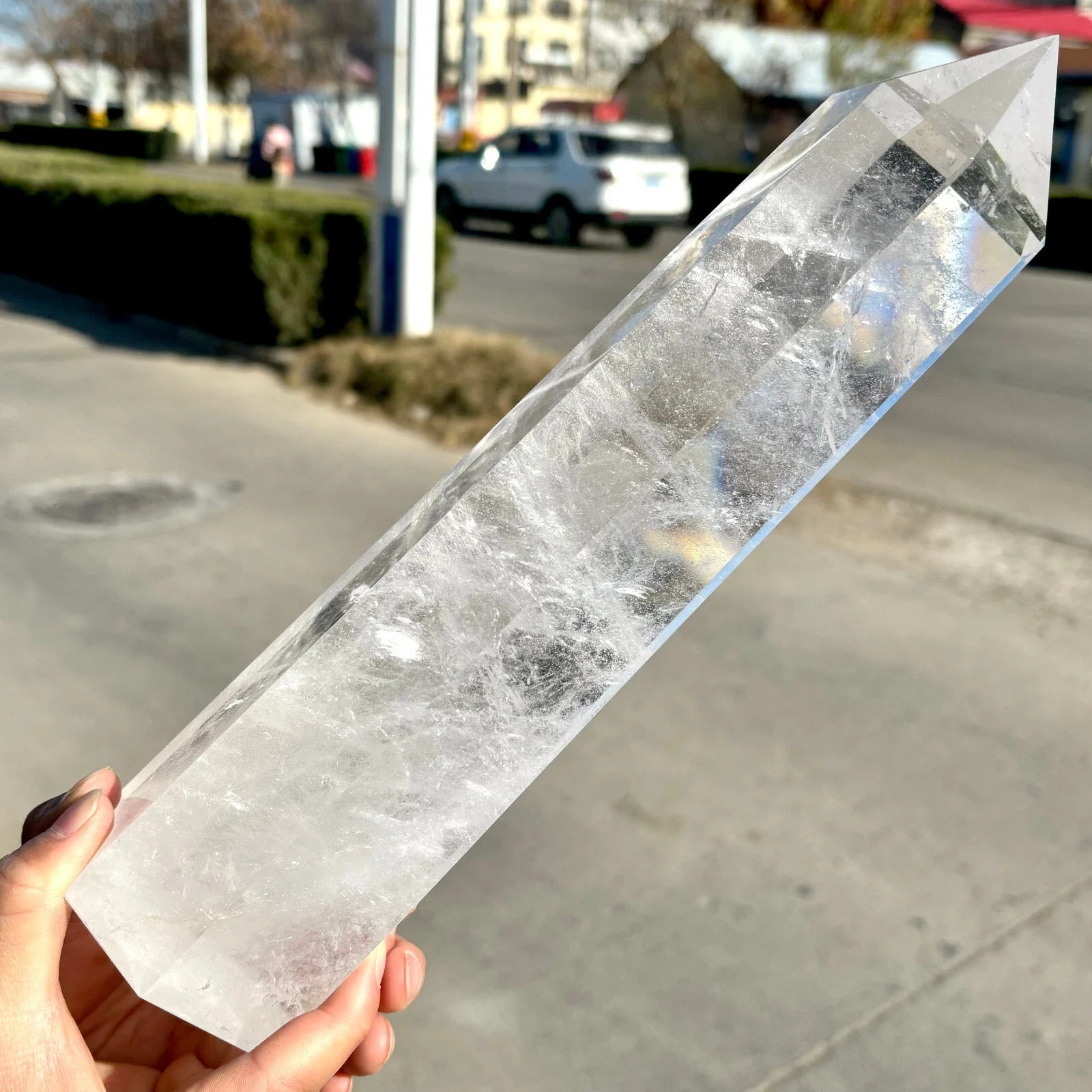 High Quality Natural White Transparent Crystal Obelisk, Transparent Quartz Column, Mineral, Reiki, Healing Tower Column