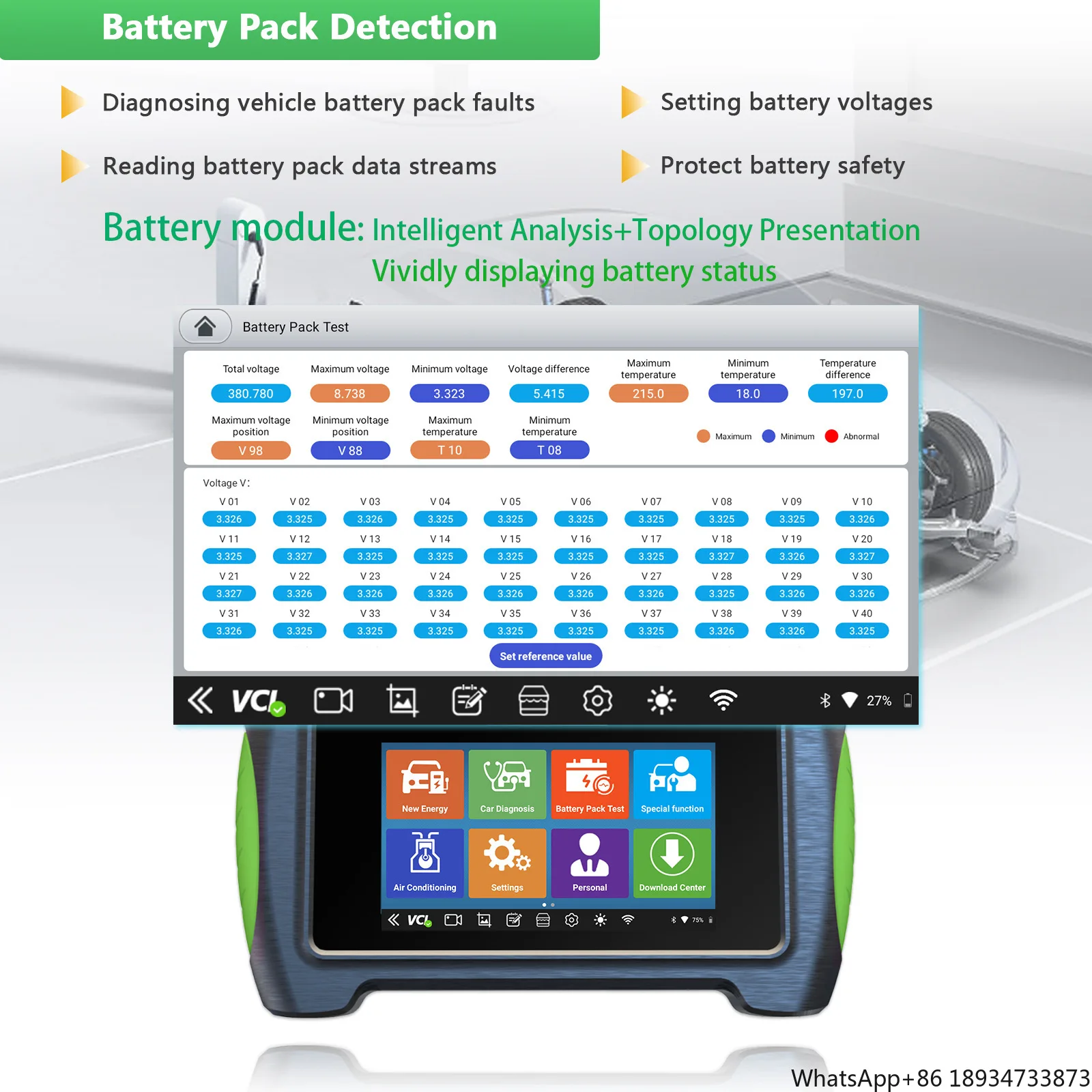 Humzor New 550EV OBD2 Car Scanner BT5.2 New Energy Car Full System Diagnostic Tools Obd2 Car Machine Scanner