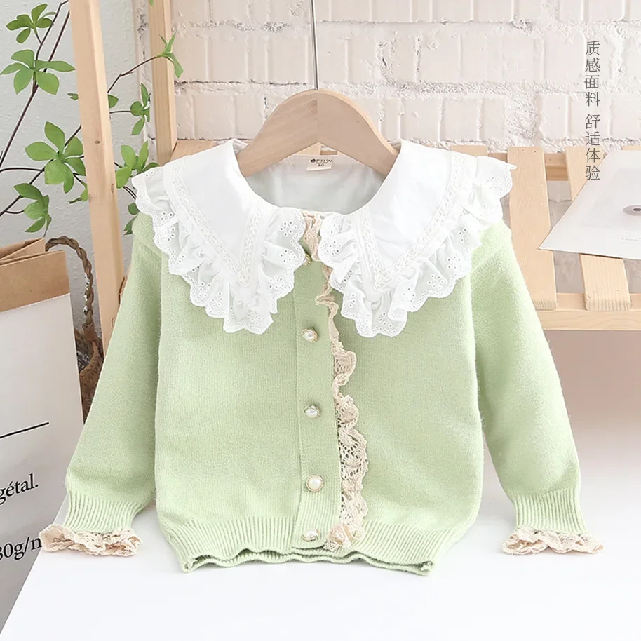 Girls Knitted Jackets Spring Autumn Children Woolen Coats Clothes For 1 2 3 4 5 6 Years Old Kids Cardigan Sweater Baby Tops 2023