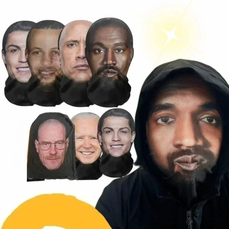 3D Printed Kanye Mask Elastic Mesh Full Face Mask for Cosplay Headwear Hip Hop Fashion Balaclava Hood Hat Headgear 2026