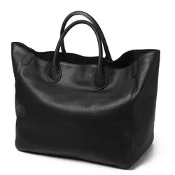 Oversize Tote Bag for Women Genuine Leather Handbags Luxury Soft Cowhide Solid  Large Shopper Bag Female Travel Top-Handle Bags