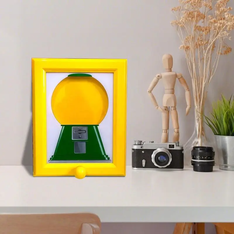Candy Dispenser Picture Frame Rotating Gumball Dispenser Multi-purpose Easy Restock Decorative Art Photo Frames For Living Rooms