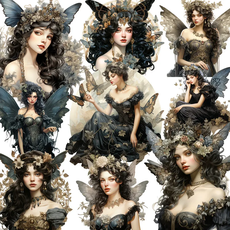 12Pcs/Pack Vintage Gothic Fairy Sticker DIY Craft Scrapbooking Album Junk Journal Decorative Stickers