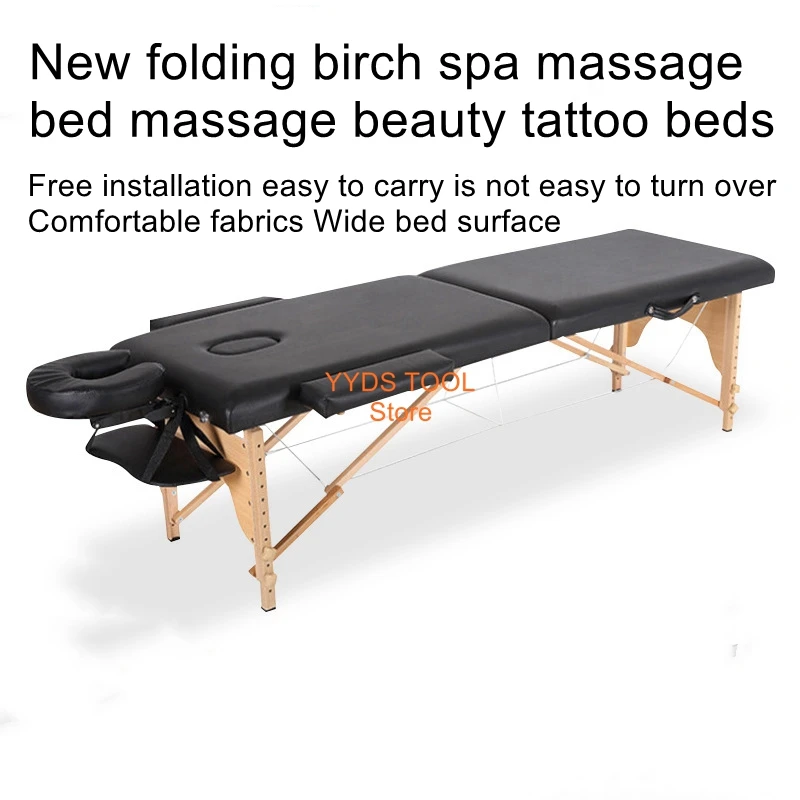 Folding strong beech spa massage bed massage beauty tattoo bed simple portable handheld embroidery bed