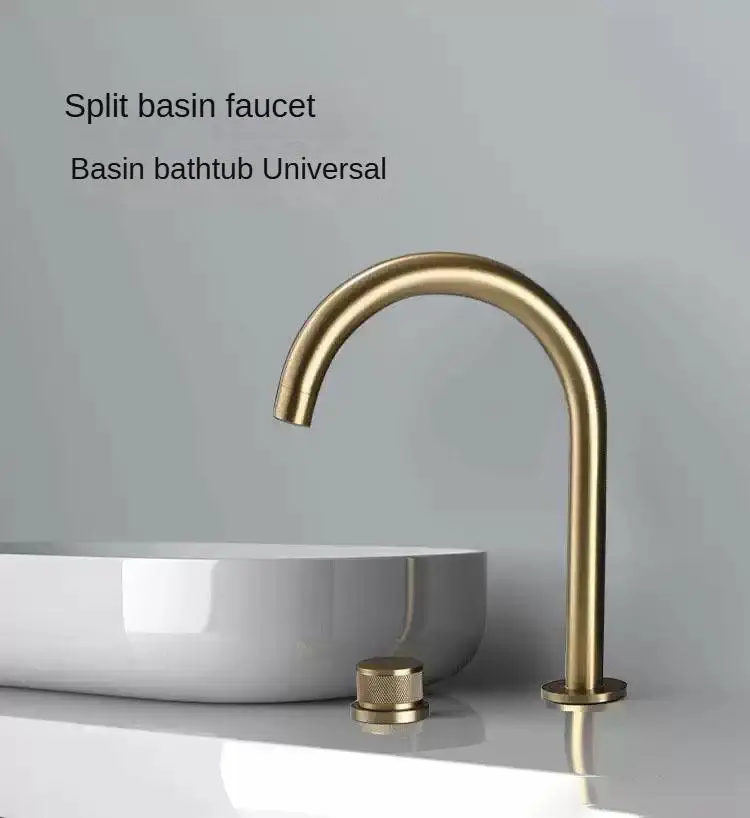 Bathroom Brass Basin Faucet Single Handle Two Holes Separate Bathroom Sink Tap 360 Rotating Widespread Hot Cold Mixer Basin Tap